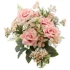 Image de bouquet 9 roses artificielles 40.5cm vieux rose - chaks 11569-03