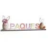 Image de centre de table bois pâques lapin 37x5x14cm - chaks 11993