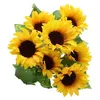 Image de bouquet 7 tournesols artificiels 34cm jaune - chaks 12695