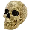Image de décoration résine tête de mort baroque 25cm or - chaks 13042