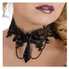 Image de ras-de-cou dentelle pierres gothique noir adulte - chaks 13064
