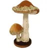 Image de déco 2 champignons velours pailleté 19x26cm camel - générique 13614