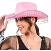 Image de chapeau de cowboy rose chaîne strass adulte - générique 14102-04