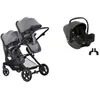 Image de HAUCK - Poussette Duo Double Atlantic Twin + Siège auto i-Snug 2 Melange Grey