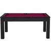 Image de Billard Texas 6 pieds convertible en table à manger - 6 personnes - Coloris noir grainé tapis prune