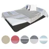 Image de Véritable fouta Tunisienne XXL 2m x 3m tissage à plat coton ou lin 380g - Rayures fines - Beige et blanc