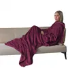 Image de Plaid polaire intégral avec manches et poche - Adulte 210x140cm - Prune - Vivezen