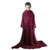 Image de Plaid intégral manches et poche - Enfant ou adulte jusqu'à 1.65m 160x120cm -Prune- Vivezen