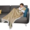 Image de Plaid avec manches et poche - 120 x 160cm - Sherpa et flanelle - Enfant - Beige - Vivezen