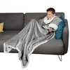 Image de Plaid avec manches et poche - 120 x 160cm - Sherpa et flanelle - Enfant - Gris - Vivezen