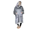 Image de Sweat à capuche et poches, plaid polaire, couverture, pull - Sherpa et Flanelle - Adulte - Gris clair - Vivezen
