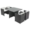 Image de Table et chaises 4 places encastrables en résine gris-blanc MIAMI CONCEPT USINE