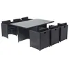 Image de Salon de jardin CONCEPT USINE noir 6 pieces polyethylene 180.0 x 115.0 x 73 cm 6 personnes