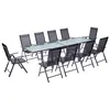 Image de Table de jardin extensible 10 fauteuils en alu et toile PVC BRESCIA CONCEPT USINE