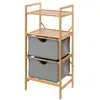Image de Wenko - Etagère de salle de bain en bambou 2 Tiroirs - H. 96 cm - Gris