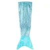 Image de Hello Kids - Plaid sirène effet paillette - Diam. 56 x L. 132 cm - Bleu