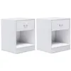 Image de Lot de 2 tables de chevet OLGA 1 tiroir avec niche bois blanc
