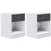 Image de Lot de 2 tables de chevet OLGA 1 tiroir avec niche bois blanc et tiroir gris