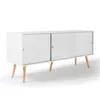 Image de Buffet bas scandinave 135 cm EFFIE 3 portes bois blanc