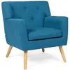 Image de Fauteuil scandinave LIV en tissu bleu canard