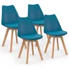 Image de Lot de 4 chaise de bureau id market interieur non empilable non pliable en bois H. 80 cm bleu