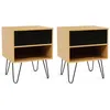 Image de Lot de 2 tables de chevet NOEMI 1 tiroir avec niche bois pied épingle