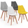Image de Lot de 4 chaise de bureau id market en bois non empilable non pliable H. 79.5 cm interieur gris
