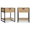 Image de Lot de 2 tables de chevet DETROIT 1 tiroir avec tablette bois et métal noir design industriel