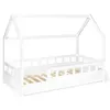 Image de Lit cabane 80x160 en bois barriere sommier blanc
