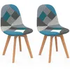Image de Lot de 2 chaise de bureau id market H. 80 cm non empilable non pliable en bois interieur bleu