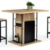 Image de Ilot central UGO 110 cm bois noir et imitation hêtre avec rangements design industriel