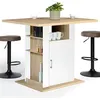 Image de Ilot central UGO 110 cm bois blanc et imitation hêtre avec rangements