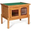 Image de Niche autochauffante en bois pour chat avec porte et fenêtre