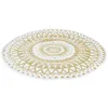 Image de Tapis extérieur ROND naturel et blanc D.150 CM