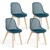 Image de Lot de 4 chaise de bureau id market en bois non empilable non pliable H. 86 cm interieur bleu