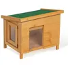 Image de Maison pour chat niche en bois avec porte basculante à lamelles