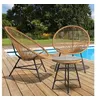 Image de Salon de jardin IZMIR table et 2 fauteuils oeuf cordage effet rotin