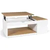 Image de Table basse plateau relevable rectangulaire ELEA avec coffre bois blanc et façon hêtre