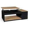 Image de Table basse plateau relevable rectangulaire ELEA avec coffre bois noir et façon hêtre
