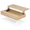 Image de Table basse plateau relevable rectangulaire DETROIT bois et métal blanc design industriel