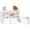 Image de Meuble de rangement enfant MANA en bois blanc 3 tiroirs cubes sur roulettes