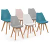 Image de Lot de 6 chaise de bureau id market H. 80 cm non pliable interieur en bois bleu