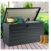 Image de Coffre de rangement métal verrouillable gris anthracite pour jardin 350L 120x62,5x63 cm