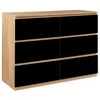 Image de Commode 6 tiroirs TOMI 110 cm bois façon hêtre et noir