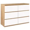 Image de Commode 6 tiroirs TOMI 110 cm bois façon hêtre et blanc