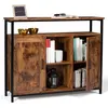 Image de Buffet 100 cm DAYTON 2 portes avec étagères effet vieilli design industriel
