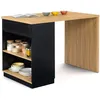Image de Ilot central mange-debout 4 personnes VITO 130 cm noir et plateau bois