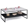 Image de Table basse ALASKA double plateau effet marbre et noir pieds métal