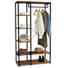 Image de Dressing penderie étagères L. 90 cm HAWKINS bois foncé design industriel