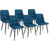 Image de Lot de 6 chaises MILA en velours bleu pour salle à manger